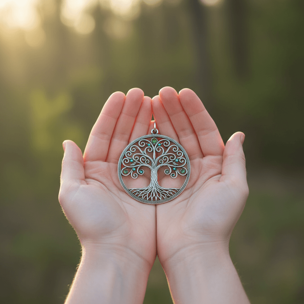 Tree of Life talisman in hands