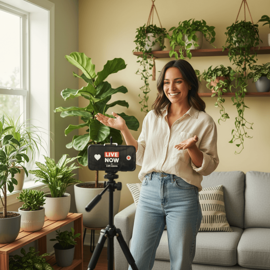 person recording a live stream for spiritual guidance